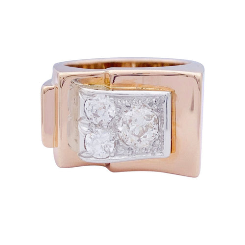 Bague 51 Bague Tank en or rose, platine, diamants. 58 Facettes 33288