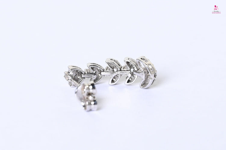 Boucles d'oreilles Boucles d’oreilles “feuilles” Or blanc oxydes 58 Facettes