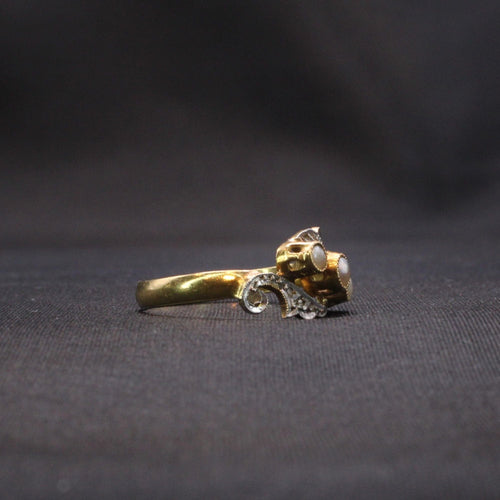 Bague 51 Bague Or Perles fines Diamants 58 Facettes