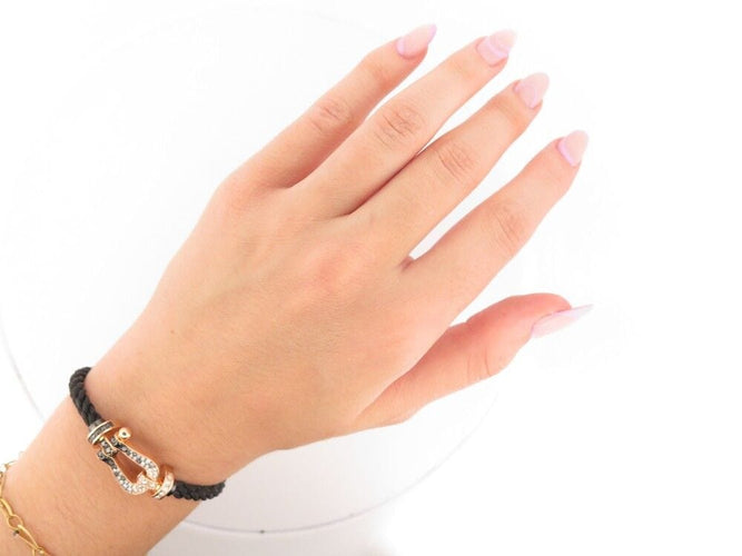 Bracelet bracelet FRED force 10 gm manille or rose diamant blanc & noir 58 Facettes 253276