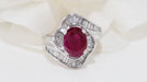 Ring 52 Ruby skirt ring with baguette diamonds 58 Facettes 32399