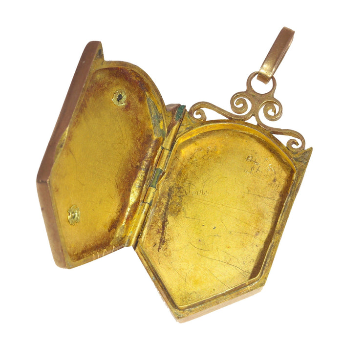 Pendentif Médaillon en or avec émail, perles de rocaille 58 Facettes 22152-0265