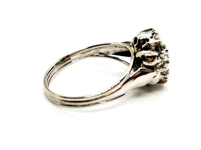 Bague 59 Bague Fleur Or blanc Diamant 58 Facettes 1356040CN