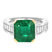 Ring 52 White Gold Ring, Zambian Emerald and Diamonds 58 Facettes 31300063