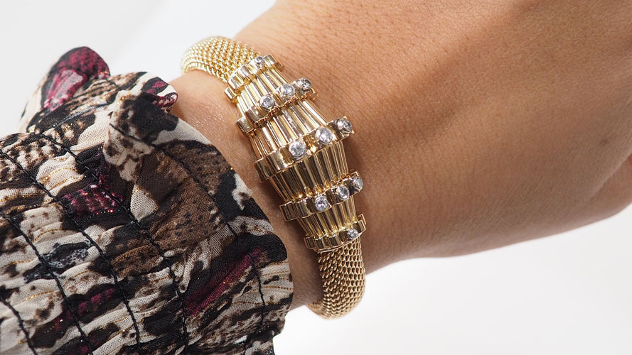 Bracelet 15.5/17cm Bracelet vintage en or jaune et diamants 58 Facettes 32442