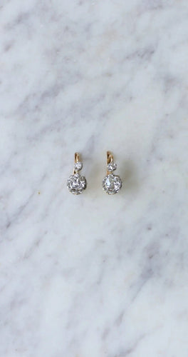 Boucles d'oreilles Boucles d'oreilles anciennes diamants 1,10 Ct 58 Facettes