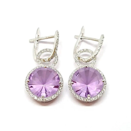 Boucles d'oreilles Boucles d'oreilles améthystes diamants or blanc 58 Facettes