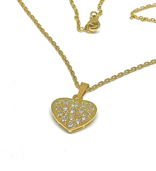 Pendentif Chaîne et pendentif cœur en or jaune et diamants 58 Facettes