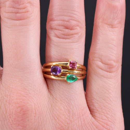 Bague 53 Bague améthyste tourmaline émeraude 58 Facettes 20-258