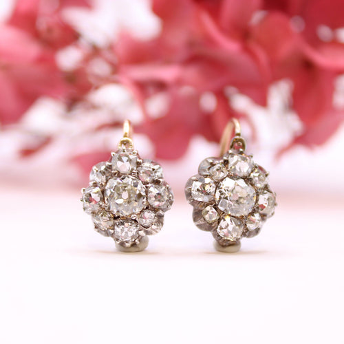 Boucles d'oreilles Dormeuses Napoléon III Diamants 58 Facettes