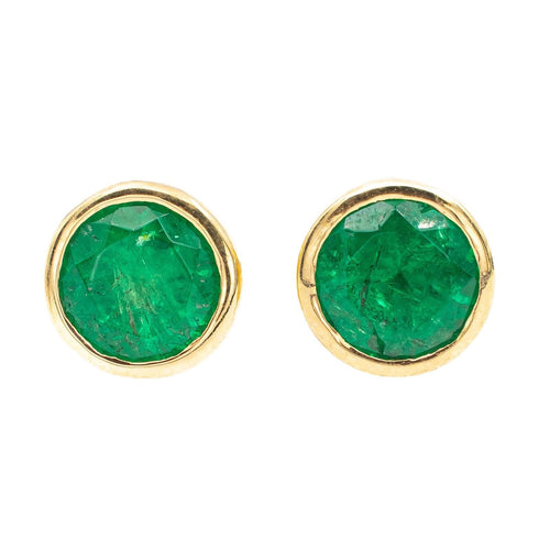 Boucles d'oreilles Boucles d'oreilles Puces Or jaune Emeraude 58 Facettes 2303220CN