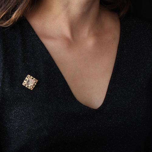 Broche Broche de col ancienne or rose or vert perle fine 58 Facettes 01-056