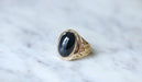 Bague 59 Bague Chevalière Saphir  cabochon 15 Ct 58 Facettes