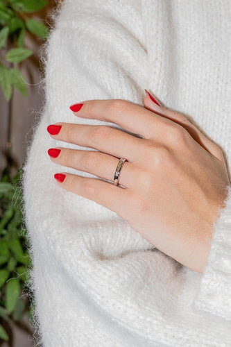Bague 54 Bague Demi alliance Or blanc Diamant 58 Facettes 2718333CN