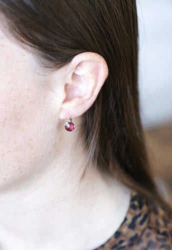 Boucles d'oreilles Dormeuses anciennes or et grenats 58 Facettes
