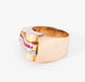 Ring Pink gold tank ring with diamonds and synthetic rubies 58 Facettes