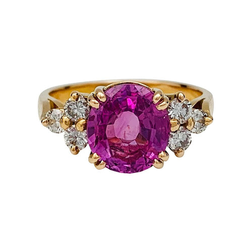 Bague 50 Bague en or rose saphir rose 2,84 carats, diamants. 58 Facettes 31031