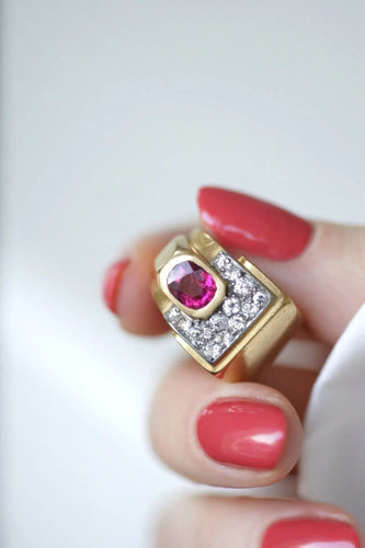 Bague 51 Bague Tank tourmaline rose et diamants 58 Facettes