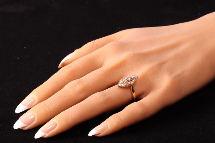 Bague 59 Bague vintage antique en forme de marquise de diamants 58 Facettes 23271-0585