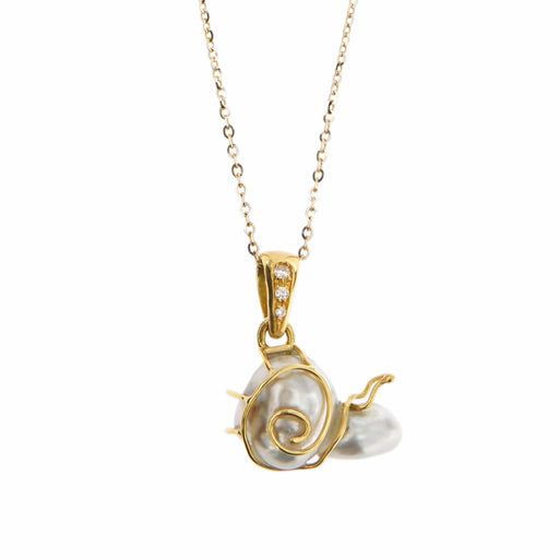 Necklace Snail pearl diamond pendant necklace 58 Facettes 25556