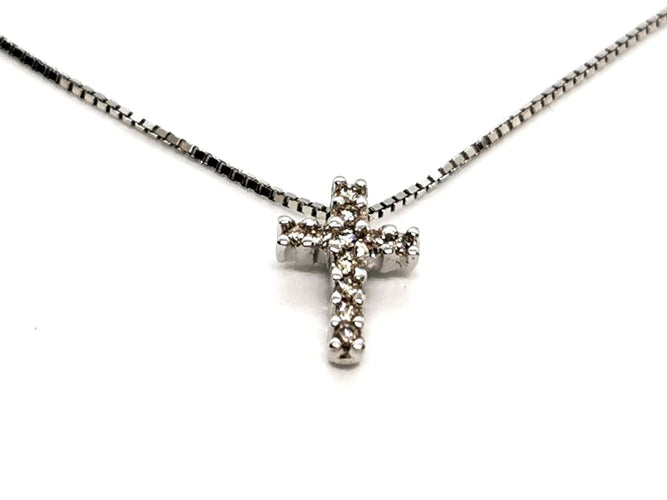 Collier Collier Croix Or blanc Diamant 58 Facettes 1641624CN