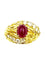 Bague 53 GILBERT ALBERT. Bague or jaune, rubis et diamants 58 Facettes