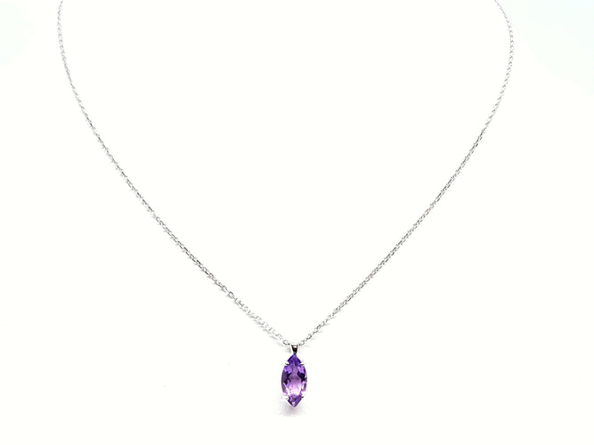 Collier Collier Chaîne + pendentif Or blanc Améthyste 58 Facettes 06235CD