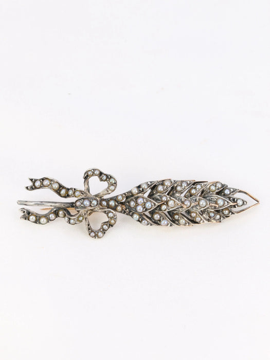 Broche Broche épi de blé or argent et perles fines 58 Facettes 772