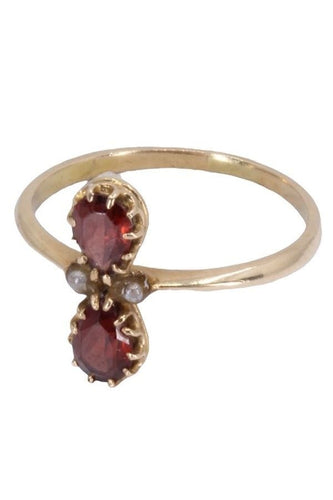 Bague Bague ancienne perles et grenats 58 Facettes 063121