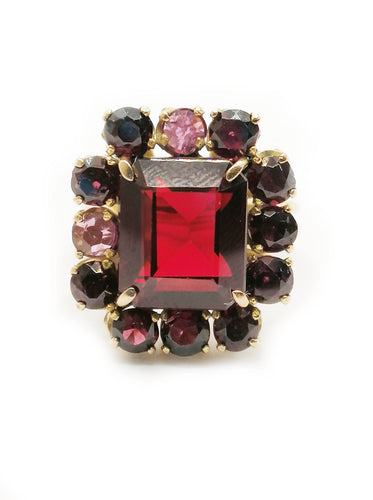 Bague Bague or jaune et grenats 58 Facettes