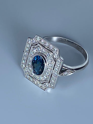 Bague Bague Art Deco en Or jaune, diamants et saphir 58 Facettes