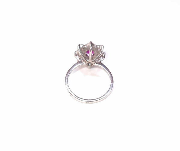 Bague Bague Marguerite rubis et diamants or blanc 58 Facettes RA-607/12