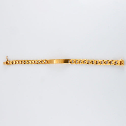 Bracelet Gourmette avec plaque or jaune 58 Facettes