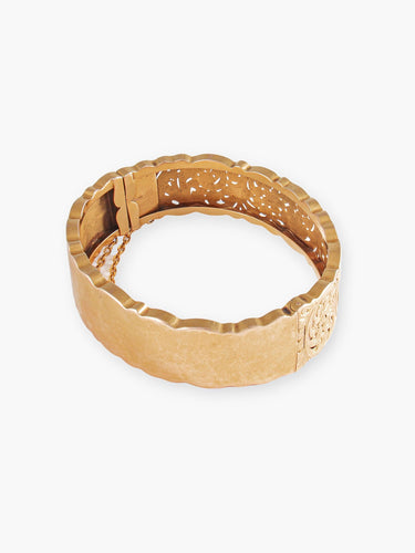Bracelet Bracelet Rigide Ajouré, Décor Fleurs & Feuillages, Or Jaune, Fin XIXe Siècle 58 Facettes