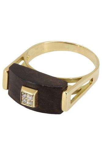 Bague BAGUE MODERNE ÉBÈNE ET DIAMANTS 58 Facettes 051891