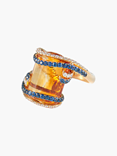 Bague 52 Bague Citrine miel 58 Facettes