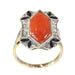 Ring 47 Art Deco ring, diamonds, coral and black enamel 58 Facettes 22236-0285