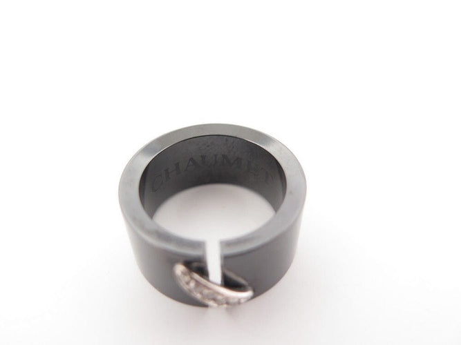 Bague 52 bague CHAUMET liens 081956 t52 ceramique noir or blanc diamants 0.12 ct 58 Facettes 244874