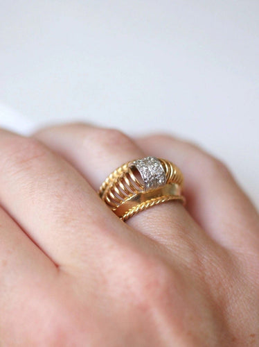 Bague fil vintage or rose et diamants 58 Facettes