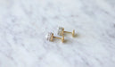 Clous earrings in yellow gold, crowned pink diamonds 58 Facettes