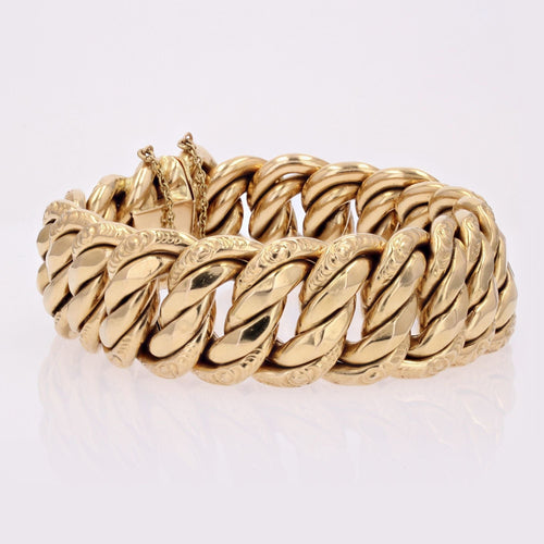 Bracelet Bracelet gourmette en or jaune large 58 Facettes CVBR38