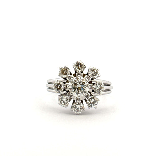 Bague 57 Bague soleil or blanc 18 carats et diamants 58 Facettes