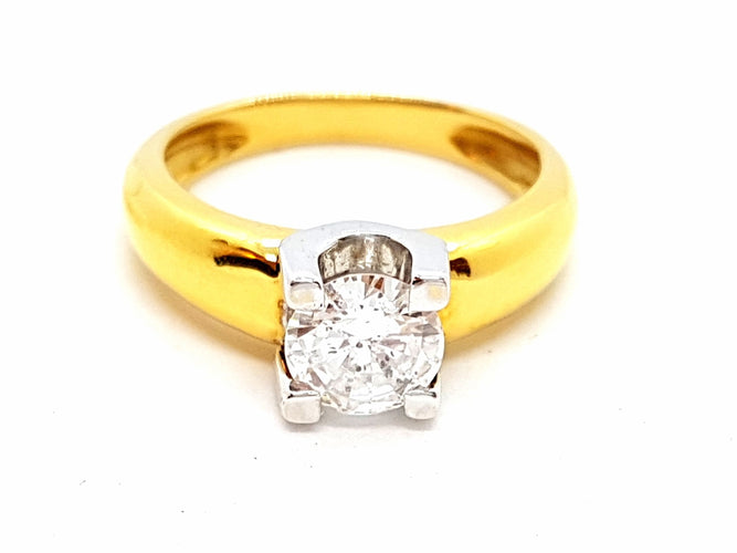 Bague 56 Bague Solitaire Or jaune Diamant 58 Facettes 06314CD