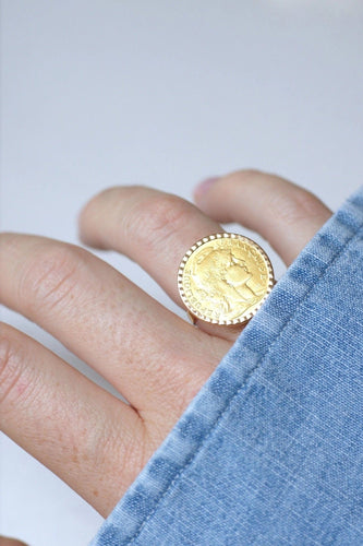 Bague Bague pièce Marianne 10 Francs en or jaune 58 Facettes