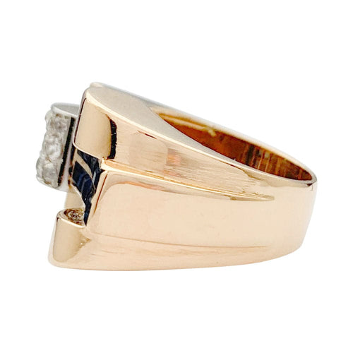 Bague 49 Bague Tank or rose, platine, saphirs, diamants. 58 Facettes 32016