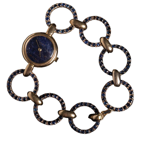 Bracelet Montre bracelet signée Alexis Barthelay or jaune et saphirs "Nuit Etoilée" 58 Facettes 302