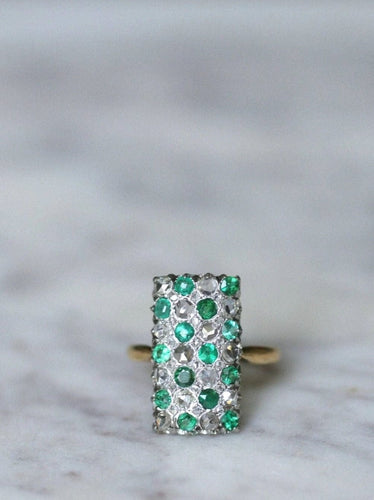 Bague Bague damier émeraude et diamants 58 Facettes