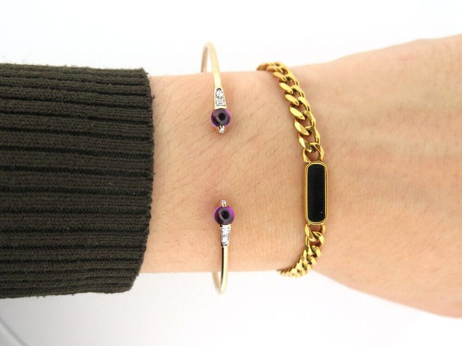 Bracelet bracelet POMELLATO m'ama non m'ama or jaune 18k diamants amethyste 58 Facettes 257554