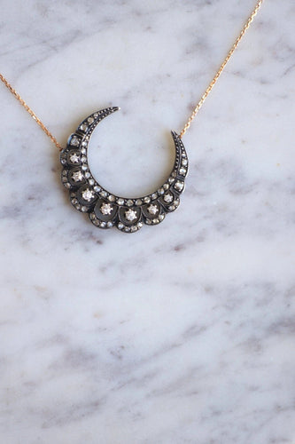 Collier Collier croissant de lune or et diamants 58 Facettes