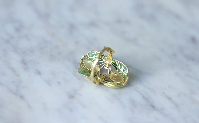Bague Bague Art Nouveau Libellule Or Jaune Opales Diamants Email 58 Facettes